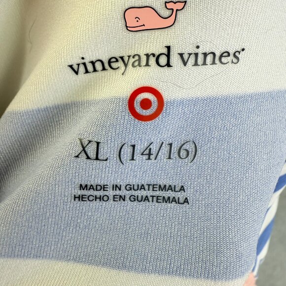 Vineyard Vines Whale Blue & White Stripe Kids Rash Guard Long Sleeve XL (14/16) - Picture 5 of 9